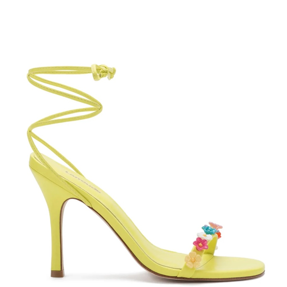 Larroude Goldie Ankle Strap Sandal In Lemon Leather